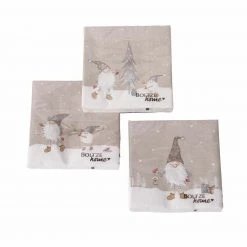 Servietten - beige - Wichtelmotiv - sortiert - 17 cm