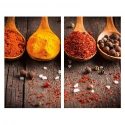 2er-Set Glasabdeckplatten - bunt - Curry