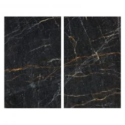 2er-Set Glasabdeckplatten - schwarz - Marmor