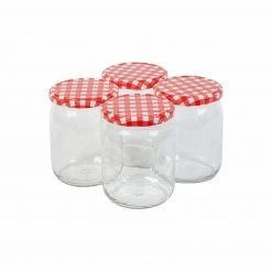 8-teiliges Einmachglas-Set - rot-weiß - Karo - 540 ml