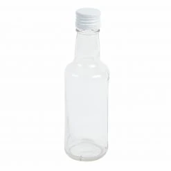 Glasflasche - mit Metalldeckel - weiß - 200 ml