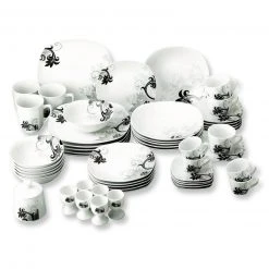 62-teiliges Kombiservice - mit Blumenverzierung