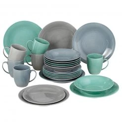 24-teiliges Kombiservice - grau-grün-blau