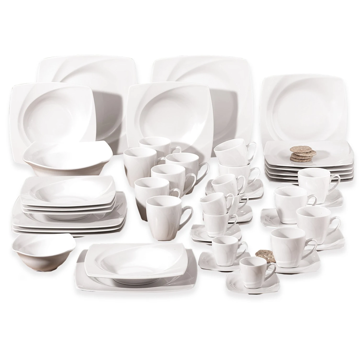 Geschirrset - eckig - 50-teilig - 6 Personen 3 Geschirrset - eckig - 50-teilig - 6 Personen