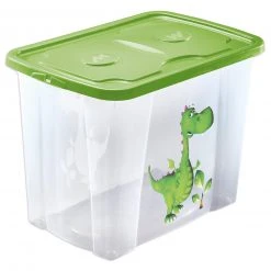 Rollbox - Drache - grün - mit Deckel - 64 Liter