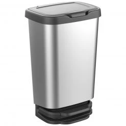 Mülleimer - Aluoptik-schwarz - 40 Liter