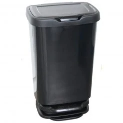 Mülleimer - Metalloptik-schwarz - 40 Liter