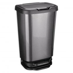 Treteimer - carbone - Metalloptik - 40 Liter