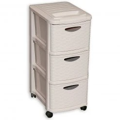 Schubladencontainer - grau-creme - Rattanoptik