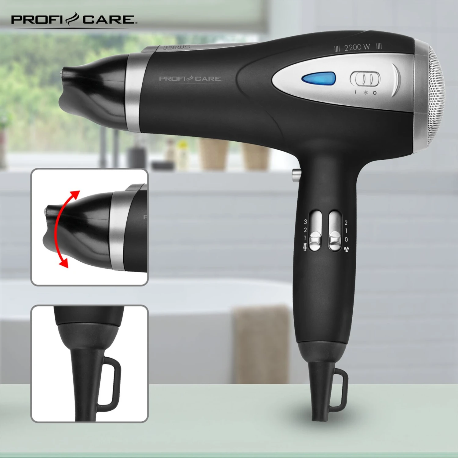 Haartrockner - schwarz - mit Aufhängeöse 7 Haartrockner - schwarz - mit Aufhängeöse – Bild 5