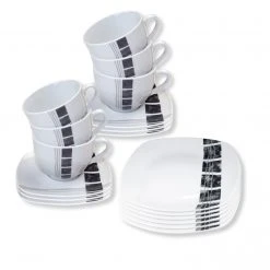Kaffeeservice - schwarz-weiß - eckig