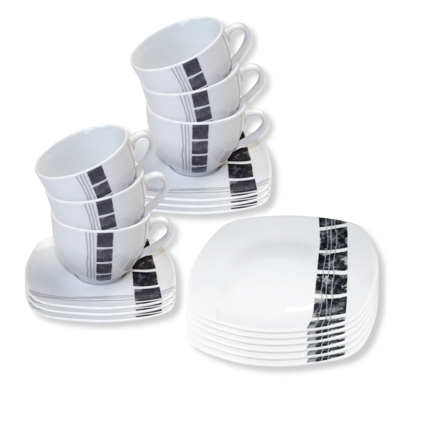 Kaffeeservice - schwarz-weiß - eckig 3 Kaffeeservice - schwarz-weiß - eckig