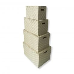 Korb mit Klappdeckel - creme - Größe XS