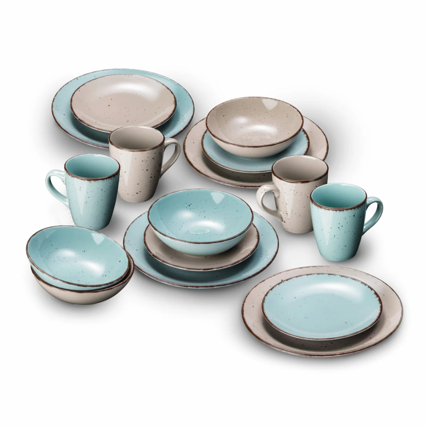 Tafelservice - türkis-beige - 16-teilig 8 Tafelservice - türkis-beige - 16-teilig – Bild 7