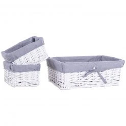 3er-Korbset - weiß - Weide