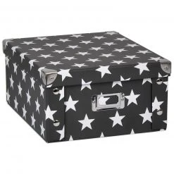 Aufbewahrungsbox - Sterne - schwarz-weiß - 31x14 cm