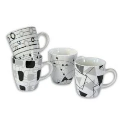 Kaffeebecher - schwarz-weiß - sortiertes Design