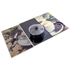 2er-Set Herdabdeckplatten - Kaffee - Glas