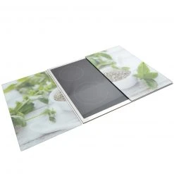 2er-Set Herdabdeckplatten - Kräuter - Glas