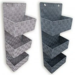 Wand-Aufbewahrungskörbe - 3 Ablagen - sortiert