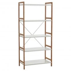 Regal - weiß-natur - Bambus - 150 cm hoch