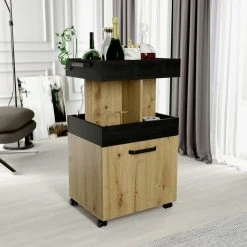 Hausbar - Artisan Eiche - Schwarzeiche - auf Rollen -Deutschland Haushalt Verkaufs-Shop 1023075000 04 1600Wx1600H