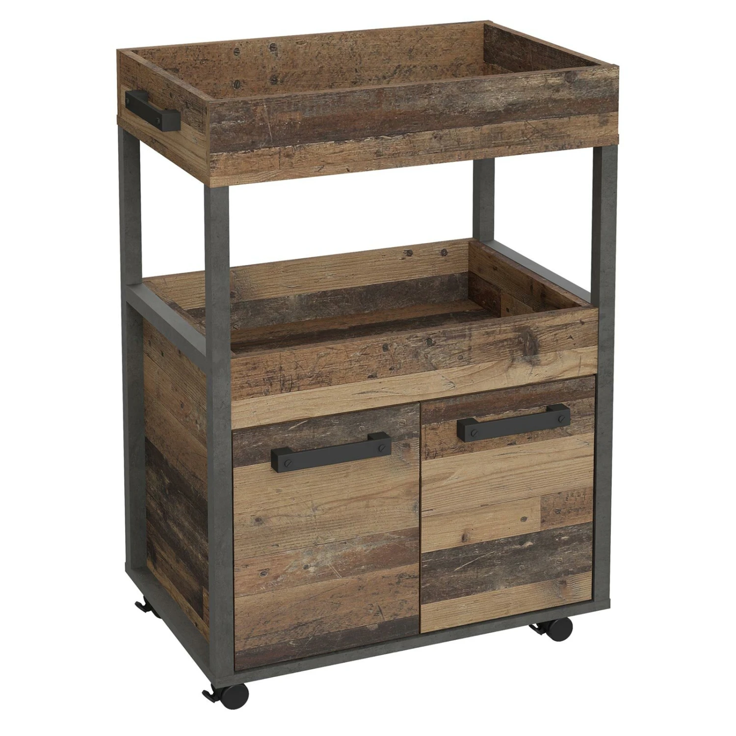 Hausbar - Old Wood Vintage - Betonoptik - auf Rollen 2 Hausbar - Old Wood Vintage - Betonoptik - auf Rollen