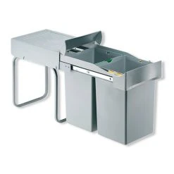 Einbau-Mülleimer - alugrau - 2x14 Liter