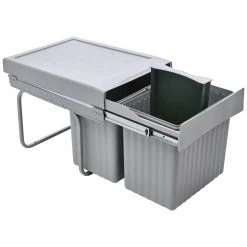 Einbau-Mülleimer - alugrau - 2x15 Liter