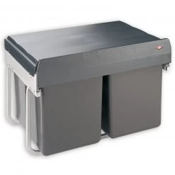 Einbau-Mülleimer - silber - 2-Fach-Trennung