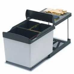 Einbau-Abfallsammler - alugrau - 3-fach Trennung