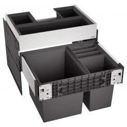 Einbau-Mülltrennsystem - schwarz-grau - 3-fach Trennung