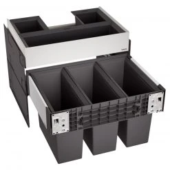 Einbau-Mülltrennsystem - schwarz-grau - 3 x 15 Liter