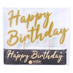 Geburtstags-Tortenstecker - weiß-gold - 11 cm