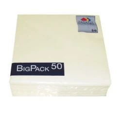 50 Servietten - creme - Zellstoff - 33x33 cm