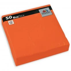 50 Servietten - orange - Zellstoff - 33 x 33 cm