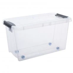 Aufbewahrungsbox - transparent - mit Deckel - 70 Liter