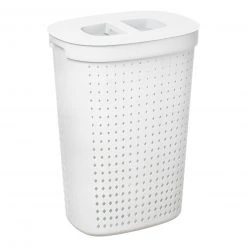 Wäschebox - weiß - Kunststoff - mit Deckel