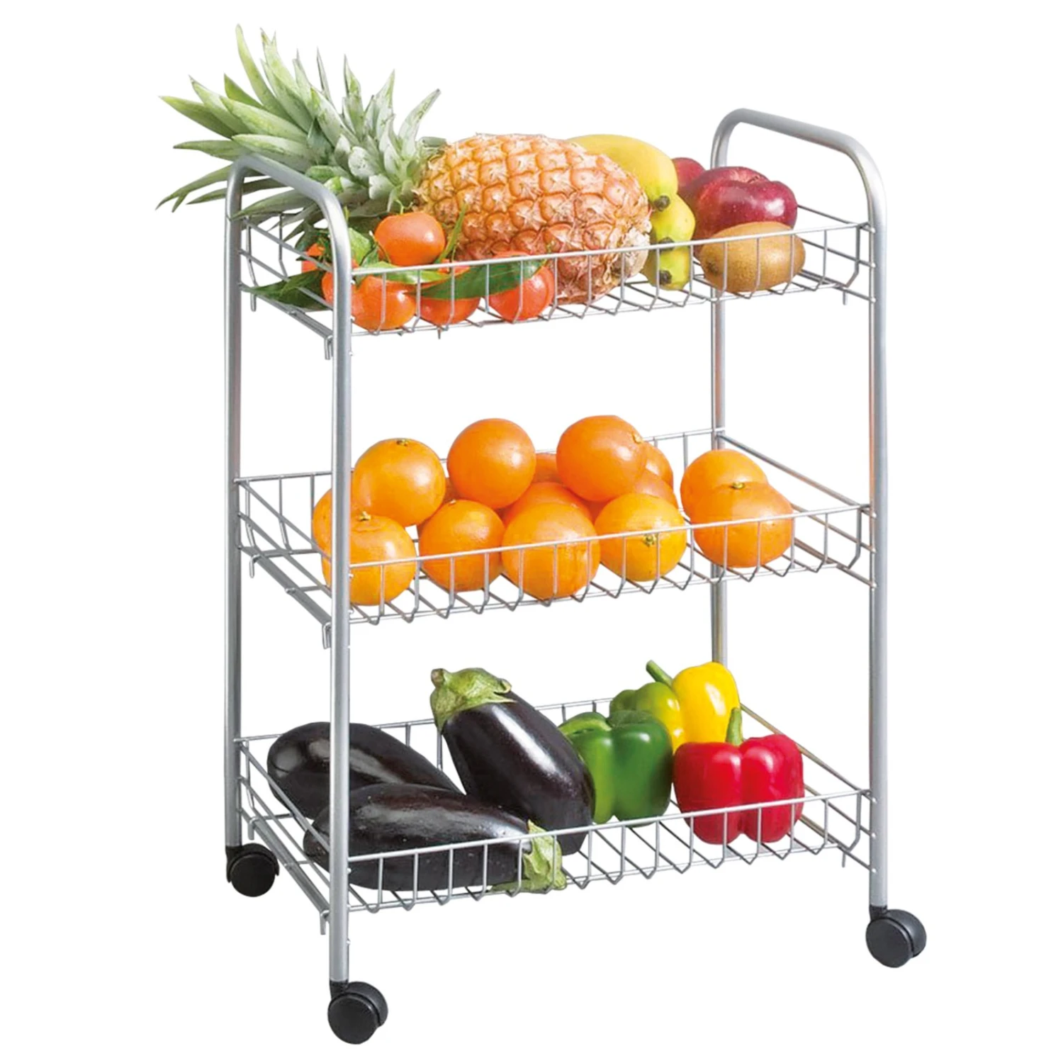 Küchenwagen - Metall verchromt - 3 Etagen 3 Küchenwagen - Metall verchromt - 3 Etagen