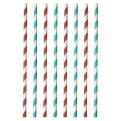 Trinkhalme - rot-aquamarin - Papier - 40 Stück