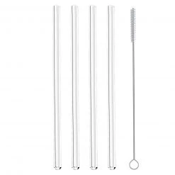4er-Set Trinkhalme - transparent - Glas