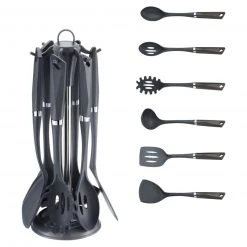 7-teiliges Küchenhelfer-Set - grau - Nylon