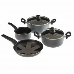 6-teiliges Topfset - grau - Aluminium