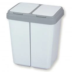 Mülleimer - weiß-anthrazit - 2x25 Liter