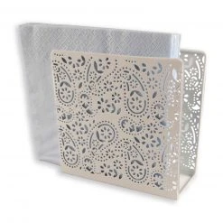 Servietten-Halter - weiß - Blumendesign