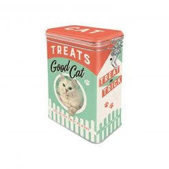 Vorratsdose - Katze - orange-grün - Bügelverschluss