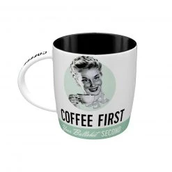 Kaffeebecher - Kaffee zuerst - Keramik - 330 ml