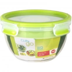 Salatbox - transparent-hellgrün - 2 Einsätze