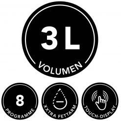 MAXXMEE Heißluftfritteuse 3043 - schwarz - Touch-Display - 3 Liter 10 MAXXMEE Heißluftfritteuse 3043 - schwarz - Touch-Display - 3 Liter -Deutschland Haushalt Verkaufs-Shop 2791000100 04 1600Wx1600H