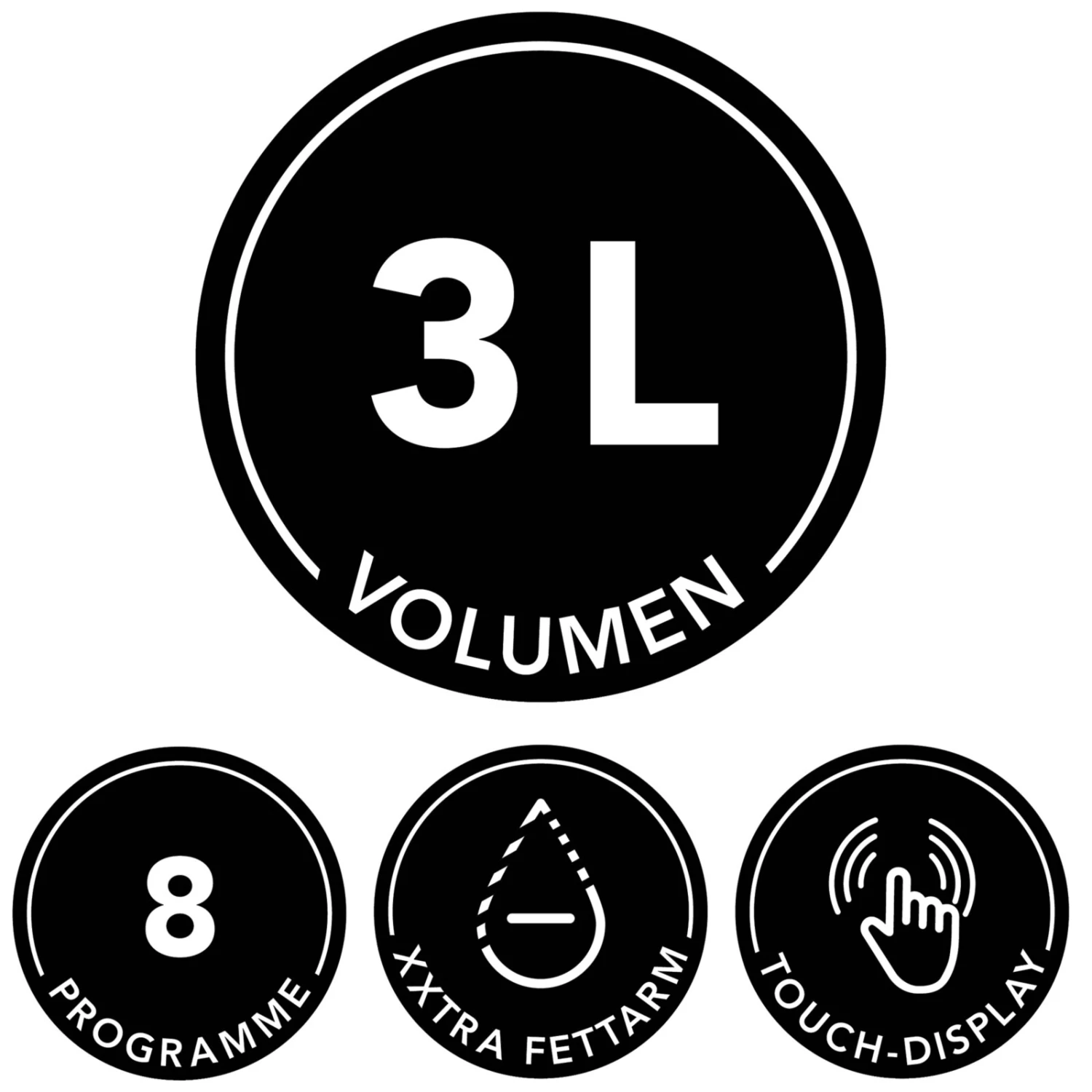 MAXXMEE Heißluftfritteuse 3043 - schwarz - Touch-Display - 3 Liter 6 MAXXMEE Heißluftfritteuse 3043 - schwarz - Touch-Display - 3 Liter – Bild 4